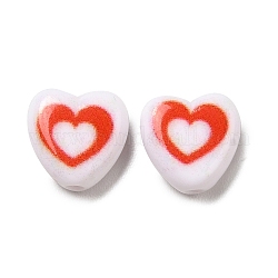 Perles en émail acrylique opaque, cœur, rouge, 8.5x8.5x4mm, Trou: 1.5mm