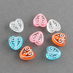 Transparent Acrylic Beads, Heart, Mixed Color, 11.5x11.5x6.5mm, Hole: 1.5mm, about 1000pcs/500g