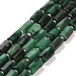 Fili di perle di quarzo smeraldo naturale, con perline semi, sfaccettato, colonna, 9~11x6~7.5x6~7.5mm, Foro: 1.2 mm, circa 30pcs/filo, 15.16~15.55 pollice (38.5~39.5 cm)