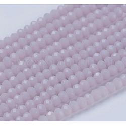 Chapelets de perle en verre opaque de couleur unie, jade d'imitation, facette, rondelle, chardon, 3x2mm, Trou: 0.8mm, Environ 185~190 pcs/chapelet, 14.9~17.3 pouce (38~44 cm)