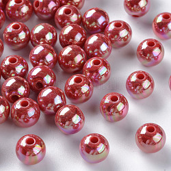 Perline acrilico opaco, ab colore placcato, tondo, firebrick, 8x7mm, Foro: 2 mm, circa 1745pcs/500g