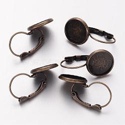 Accessoires dormeuses d'oreilles en laiton, sans plomb, sans cadmium et sans nickel, bronze antique, taille:  Largeur environ 14mm, Longueur 25mm, 12 mm de diamètre intérieur 