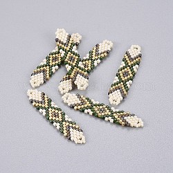Liens de perles de rocaille japonaises miyuki & toho, motif de tissage, forme de la navette, colorées, 41.5~42.5x8.5~9x1.7mm, Trou: 2mm
