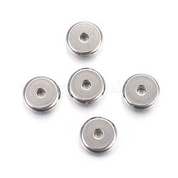 304 Stainless Steel Spacer Beads, Flat Round, Stainless Steel Color, 8x2.5mm, Hole: 1.8mm