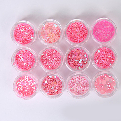 Nail Art Decoration Accessories, Manicure Sequins, Nail Art Powder and ABS Plastic Imitation Pearl, Pink, about 12box/set