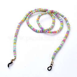 Brillenketten, Halsband für Brillen, mit handgemachten polymer clay heishi perlen, Alu-Hummerkrallenverschlüsse und Gummischlaufenenden, Farbig, 29.13 Zoll (74 cm)