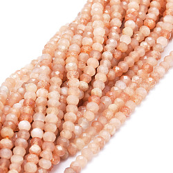 Natural Sunstone Beads Strands, Faceted, Rondelle, 5x3~3.5mm, Hole: 0.8mm, about 106pcs/strand, 15.43''(39.2cm)