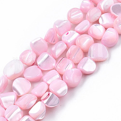 Chapelets de perles de coquille de trochid / trochus coquille, teinte, pépites, perle rose, 7.5~10.5x6.5~9.5x4~9mm, Trou: 0.8mm, Environ 48~49 pcs/chapelet, 15.16 pouce ~ 15.75 pouces (38.5~40 cm)
