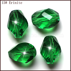 Имитация австрийских кристаллов, класс AAA, граненые, двухконусные, зелёные, 6x8 мм, отверстие : 0.7~0.9 мм