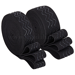 Benecreat 5 iarda 2 stili fascia elastica antiscivolo in nylon piatto, nastro antiscivolo in silicone per accessori per cucire indumenti, nero, 25~38mm, 2.5 metro/stile