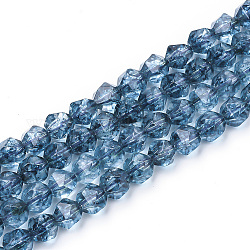Chapelets de perles en cristal de quartz naturel, étoiles coupées perles rondes, facette, teinte, 7.5~8x6.5~7mm, Trou: 1.5mm, Environ 46 pcs/chapelet, 15.5 pouce