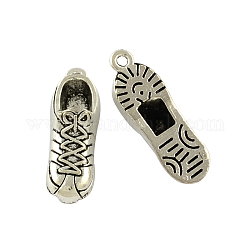 Pendentifs en alliage de zinc de style tibétain, chaussures de tennis, sans plomb et sans cadmium, argent antique, 27.3x9x7.5mm, Trou: 1.5mm