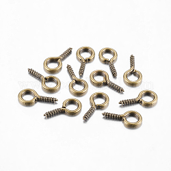 Eisenschraube Ösenstift Heringe Kautionen, für die Hälfte gebohrt Perlen, Antik Bronze, 13x6.5x1.5 mm, Bohrung: 4 mm, Stift: 1.5 mm