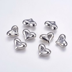 Ccb perline di plastica, cuore, platino, 21x29x11mm, Foro: 1~2 mm