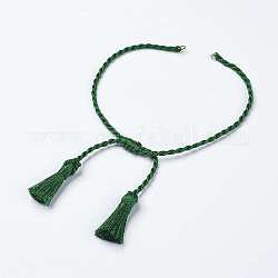 Изготовление браслетов из полиэстера своими руками, с кисточкой, зелёные, 10-7/8 дюйм (275 мм), 2 мм, отверстие: 2 мм, кисточки: 23x6 мм