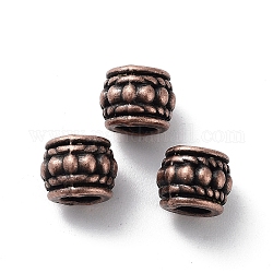 Abalorios de aleación de estilo tibetano, sin plomo y cadmio, columna, cobre rojo, 8x6.5mm, agujero: 4 mm