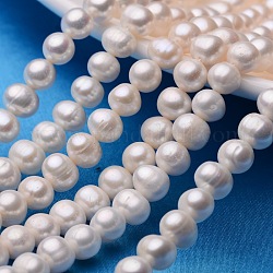 Potato Natural Cultured Freshwater Pearl Beads Strands, Beige, 8~9mm, Hole: 0.8mm, about 44~54pcs/strand, 13.5 inch~15.7 inch