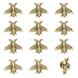 Chgcraft 12 Stück Bienen-Anstecknadeln aus Legierung für Rucksack, Kleidung, Dekorationen, Party, Jahrestag, Zubehör, Geschenke, antike silberne 26x20x3 mm