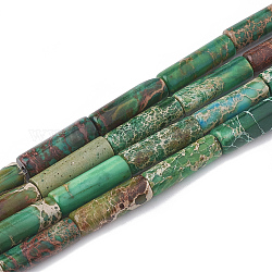 Натуральные имперские нитки из яшмы, окрашенные, колонка, зелёные, 12~13x4~4.5 мм, отверстие : 1~1.2 мм, около 30 шт / нитка, 15.9 дюйм