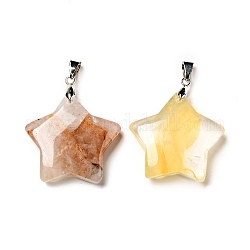 Natural Mixed Gemstone Pendants, with Platinum Tone Brass Findings, Star Charm, 29x30x8mm, Hole: 6x4mm