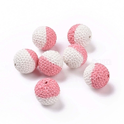 Abalorios de Diamante de imitación de arcilla polímero, Pave bolas de discoteca, redondo, rosa, 16mm, agujero: 1.6 mm