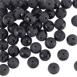 OLYCRAFT 47pcs 8mm Natural Black Agate Beads Strand Frosted Gemstone Round Loose Beads Energy Stone Beads for Jewelry Making - 14 Inch