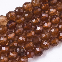 Fili di perle di granato arancione naturale, sfaccettato, tondo, 3mm, Foro: 0.7 mm, circa 110pcs/filo, 15.16 pollice (38.5 cm)
