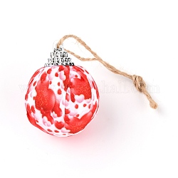 Schaumstoffball, mit Plastik- und Stoffbesatz, Weihnachtsbaum Dekorationen, mit Hanfseil, Runde, Herzmuster, 133 mm