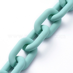 Cadenas de cable de acrílico hechas a mano, oval, para la fabricación de la joya, turquesa, 31x19.5x5.5mm, 39.37 pulgada (1 m) / hebra