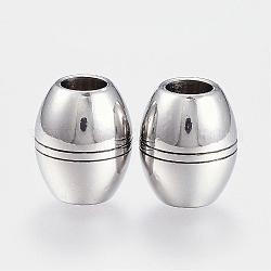 304 perline in acciaio inossidabile, perline con foro grande, barile, colore acciaio inossidabile, 15x12mm, Foro: 5.5 mm