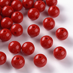 Perles acryliques opaques, ronde, firebrick, 12x11mm, Trou: 1.8mm, environ 566 pcs/500 g