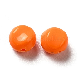 Непрозрачные акриловые бусины, плоско-круглые, оранжевые, 9.5~10x12 мм, отверстие : 1.8 мм, Около 1110 шт / 500 г