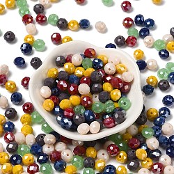 Perles en verre, facette, rondelle, couleur mixte, 8x6mm, Trou: 1mm, environ 145 pcs/60 g