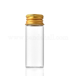 Glasflaschen Wulst Container, Perlenaufbewahrungsröhrchen mit Schraubverschluss und vergoldeter Aluminiumkappe, Kolumne, Transparent, 2.2x5 cm, Kapazität: 10 ml (0.34 fl. oz)