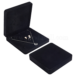 Fingerinspire 2 pz set di gioielli in velluto nero scatola quadrata vassoio da 7.5x7.5x1.5 pollici organizzatore di gioielli da viaggio contenitore di regalo dei monili per il braccialetto collana orecchino anello scatola di immagazzinaggio di gioielli di lusso