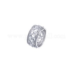 925 anelli in argento sterling, fiore con strass occhio di cavallo intarsiato, argento, taglia 7 degli stati uniti, diametro interno: 17.3mm