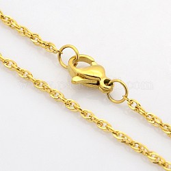 304 collares de cadena de acero inoxidable de doble enlace para hombres, dorado, 17.7 pulgada (45 cm)