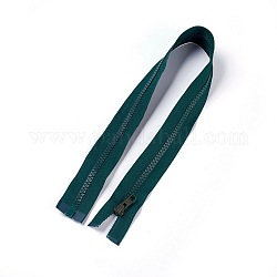 Accessoires de vêtement, fermeture à glissière en nylon et résine, avec tirette en alliage, composants de fermeture à glissière, sarcelle, 57.5x3.3 cm