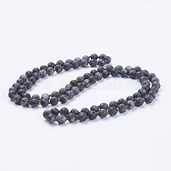 Natürliche Larvikit-Perlenketten, matt, Runde, 36 Zoll (91.44 cm)