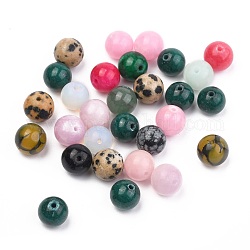 Beads mixtes naturels et synthétiques, ronde, mélangé teint et non teint, 10mm, Trou: 1mm