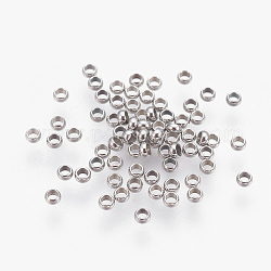 316 perles à écraser en acier inoxydable chirurgical, rondelle, couleur inoxydable, 1.9mm, Trou: 1mm