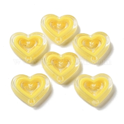 Perles acryliques, Perle en bourrelet, cœur, jaune, 19.5x23x6mm, Trou: 2.5mm, environ 280 pcs/500 g