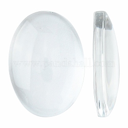 透明な楕円形のガラスカボション  透明  18x13x4~5mm
