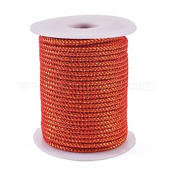 Cavi rotondi in poliestere filo corda, con filo d'oro, arancio rosso, 2.5mm, circa 21.87 iarde (20 m)/rotolo