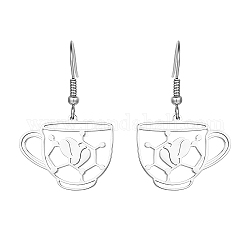 Coffee Cup Shape 304 Stainless Steel Dangle Earrings, Stainless Steel Color, No Size