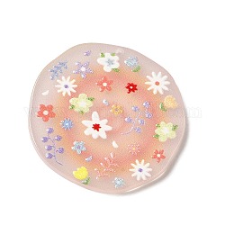 Печатные акриловые подвески, Плоский круглый цветочный шарм, цветок, 36.5x26.5x2.5 мм, отверстие : 1.6 мм