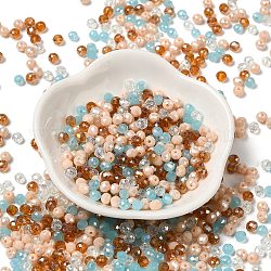 Perles en verre, facette, rondelle, saumon clair, 4x3mm, Trou: 0.4mm, environ 820 pcs/60 g