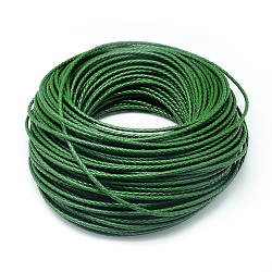 Кожаный плетеный шнур, зелёные, 3 мм, около 54.68 ярда (50 м) / пачка
