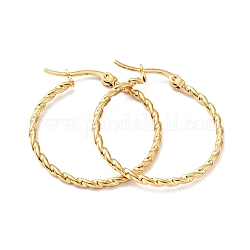 Vacuum Plating 201 Stainless Steel Twist Rope Hoop Earrings with 304 Stainless Steel Pins for Women, Golden, 29.5x2mm, Pin: 0.6mm