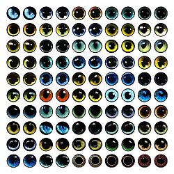 Ojos de muñeca de vidrio artesanal, Ojos de peluche, semicírculo, color mezclado, 10mm, aproximamente 100 unidades / bolsa